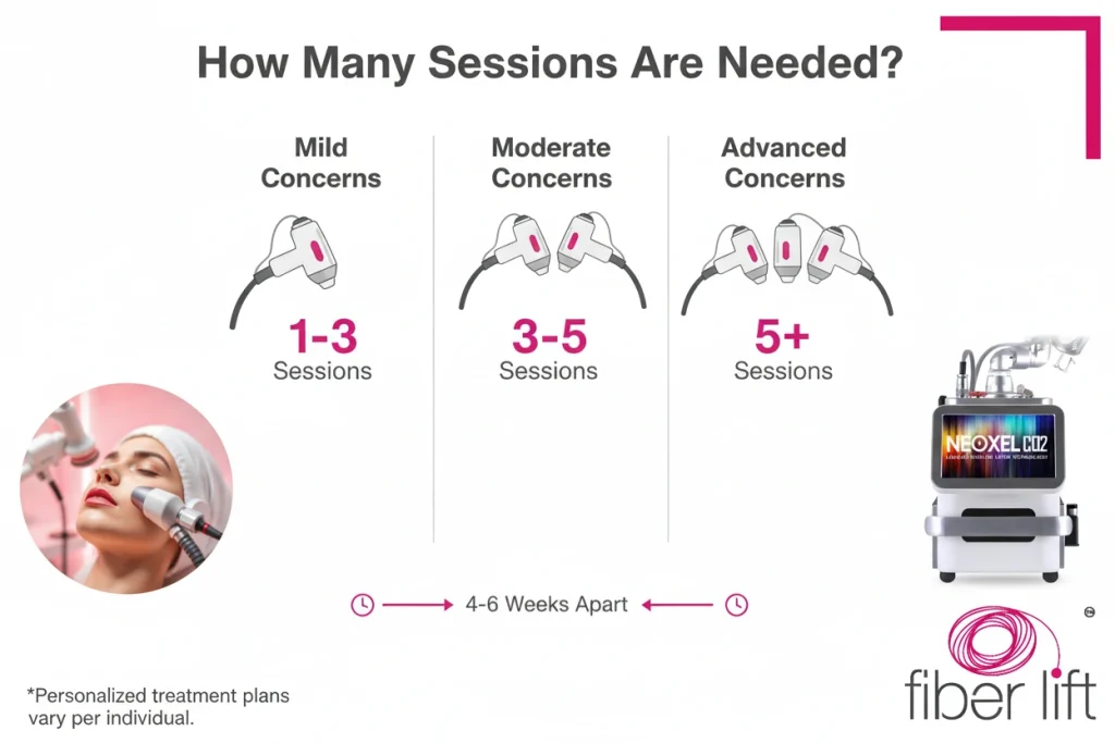 How many laser face lift sessions are needed - treatment plan breakdown by skin concern level - Fiber Lift